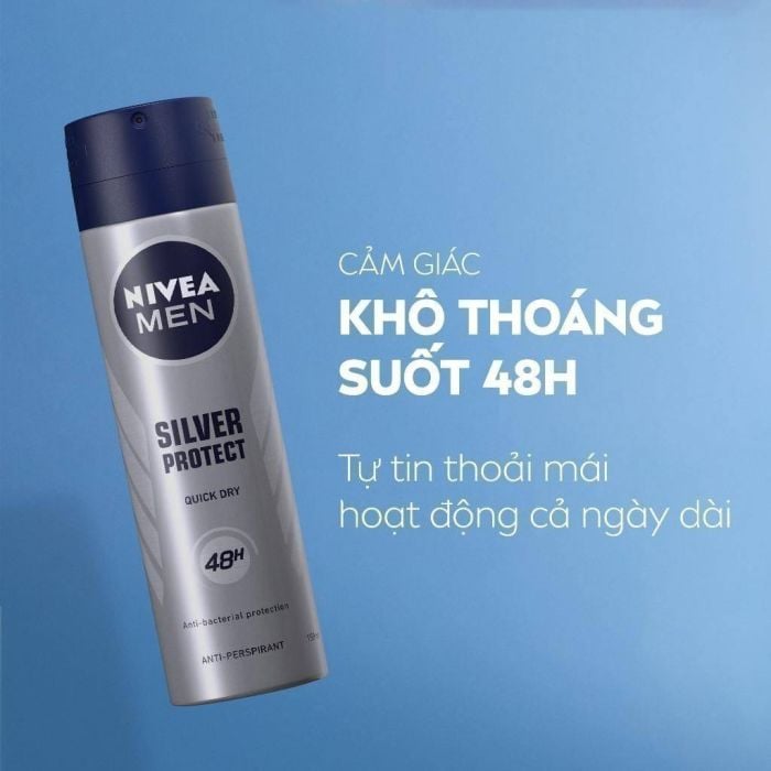 Xịt Khử Mùi Silver Protect Phân Tử Bạc Nivea Men 150M - Ảnh 4